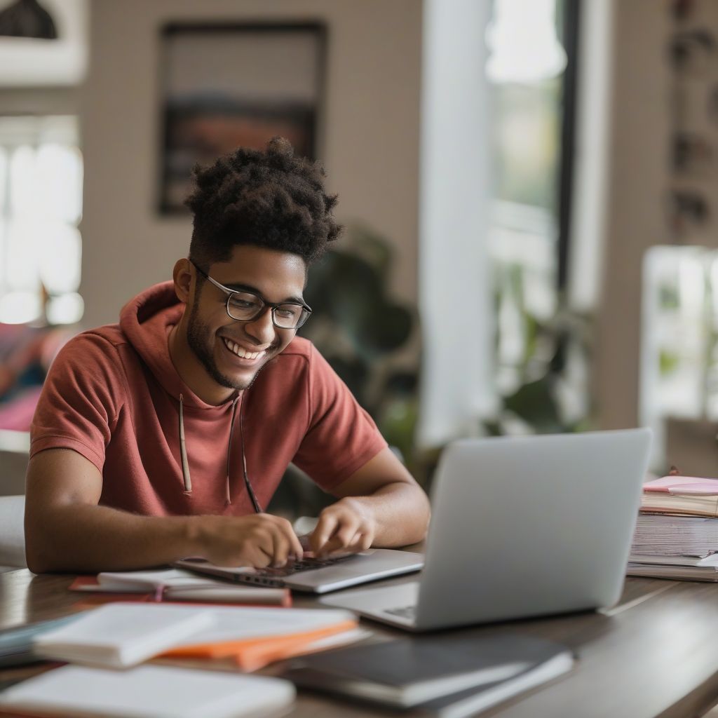 Student studying online